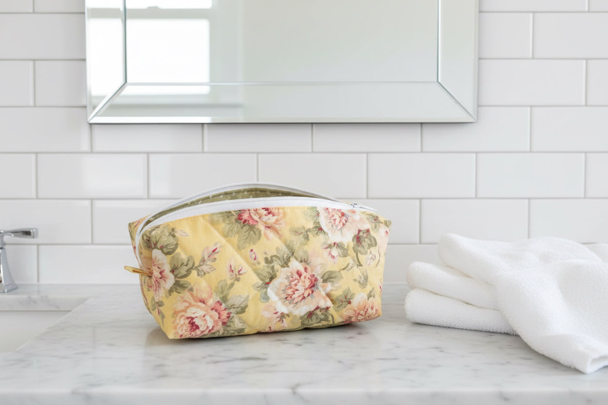Yellow Roses Boxed Makeup Bag