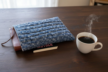 Navy Floral Large Book/Kindle Sleeve