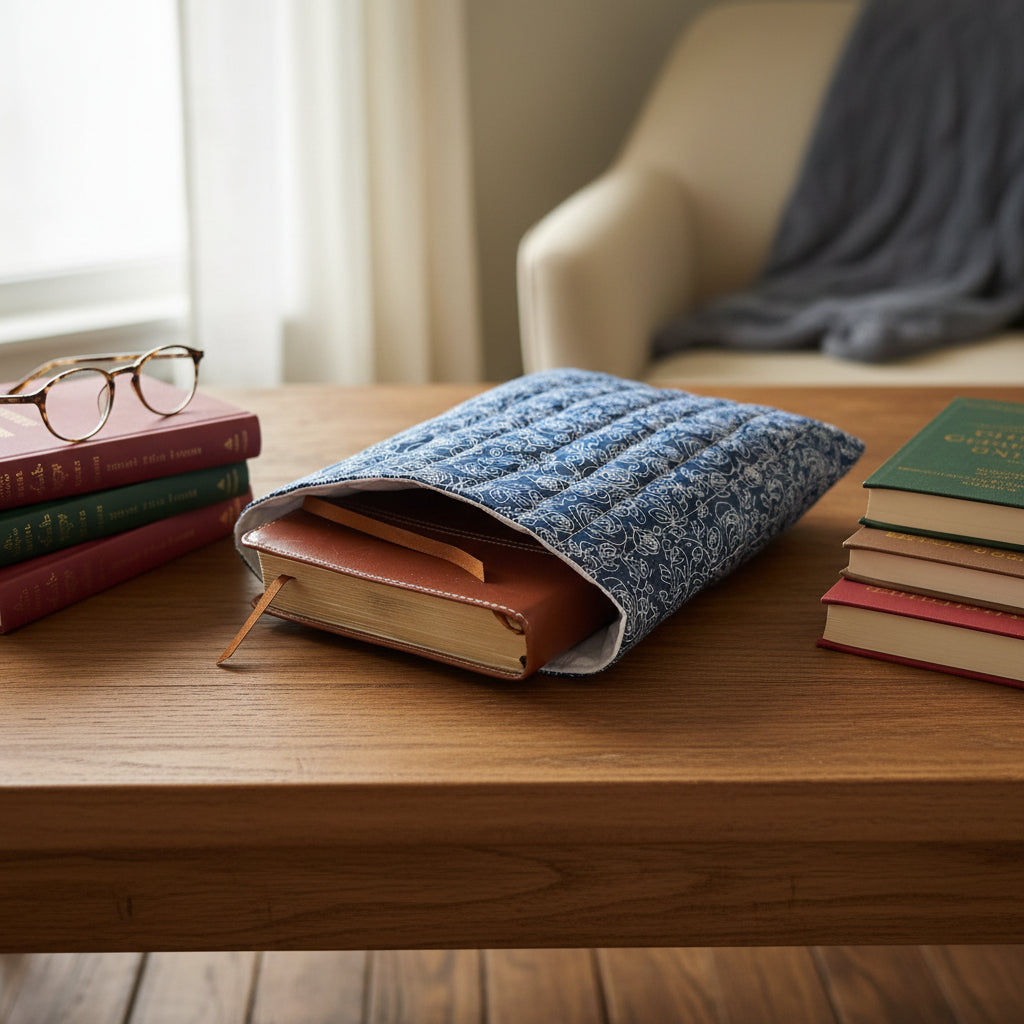 Navy Floral Large Book/Kindle Sleeve