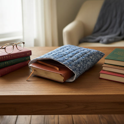 Navy Floral Large Book/Kindle Sleeve