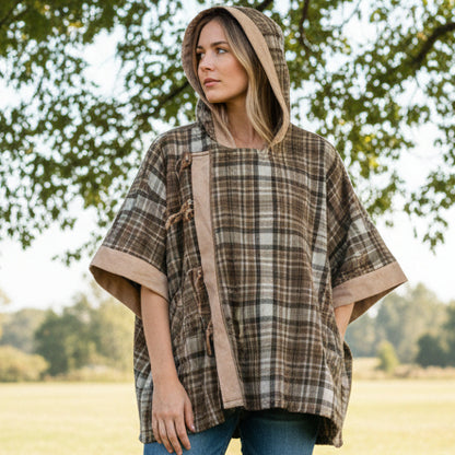 Flannel Toggle Pancho Jacket
