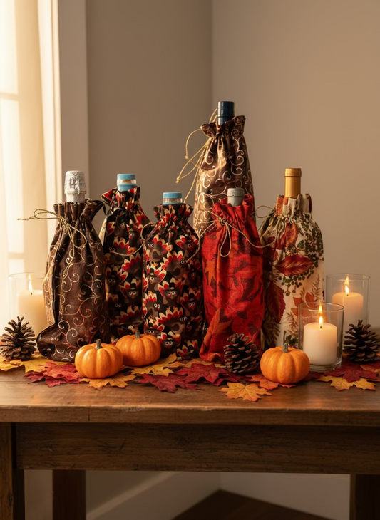 Fall Holiday Bottle Gift Bags
