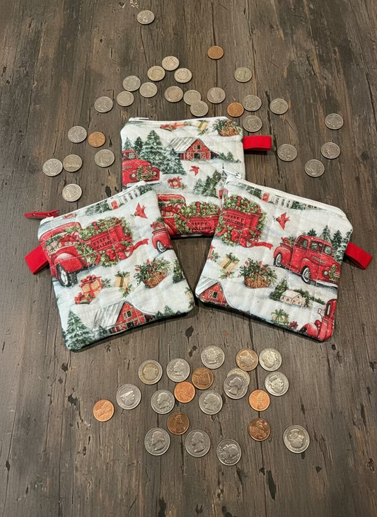 Christmas Red Truck Coin Purse