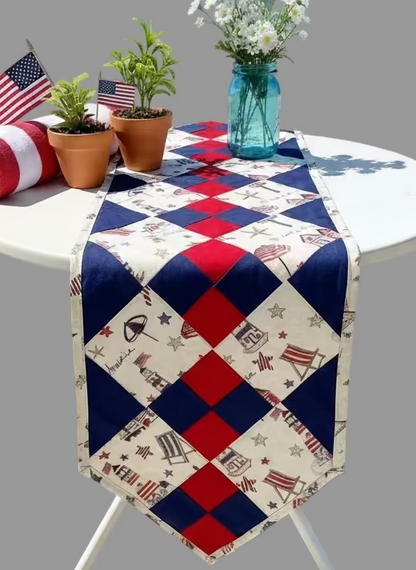 At the Beach Patriotic Table Runner