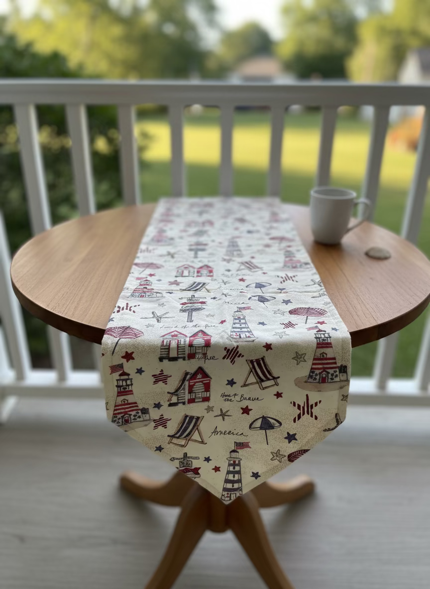 At the Beach Patriotic Table Runner