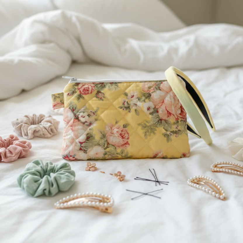 Yellow Roses Small Accessories Pouch