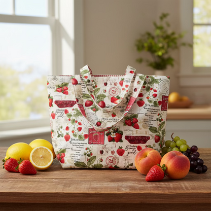 Large Strawberry Market Tote Bag