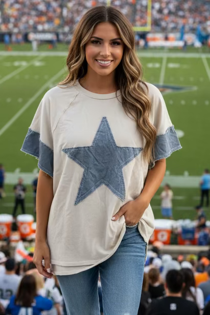 Denim Star Oversized Top