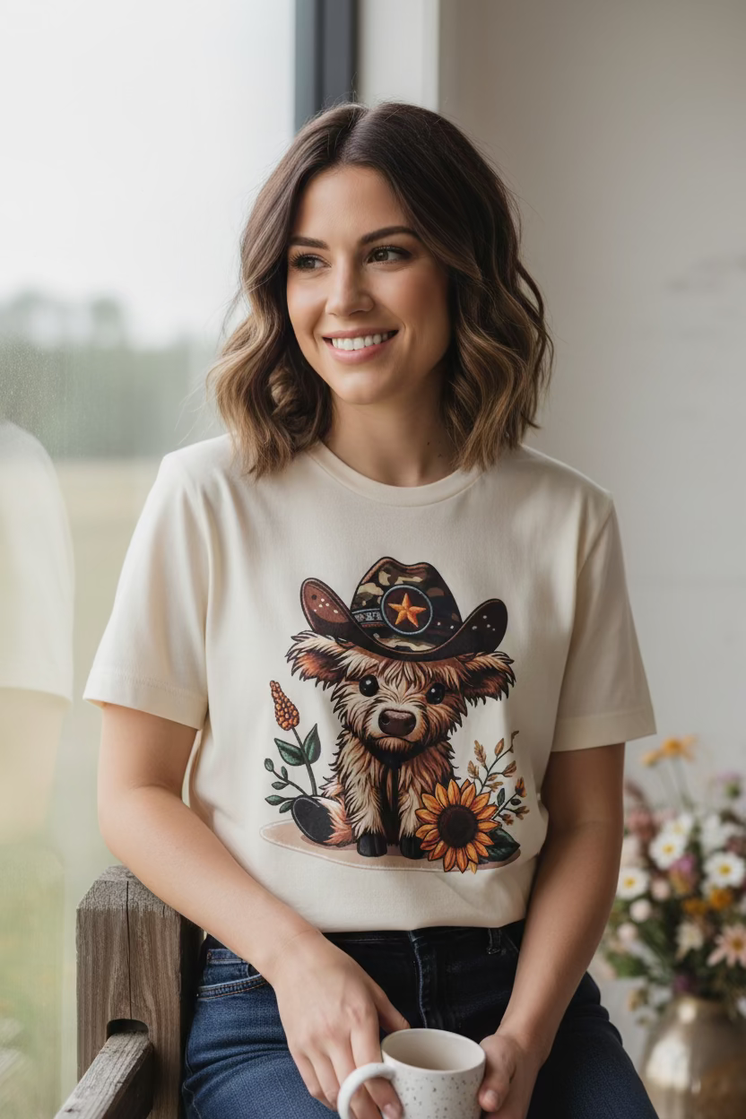 Sunflower Highland Cow
