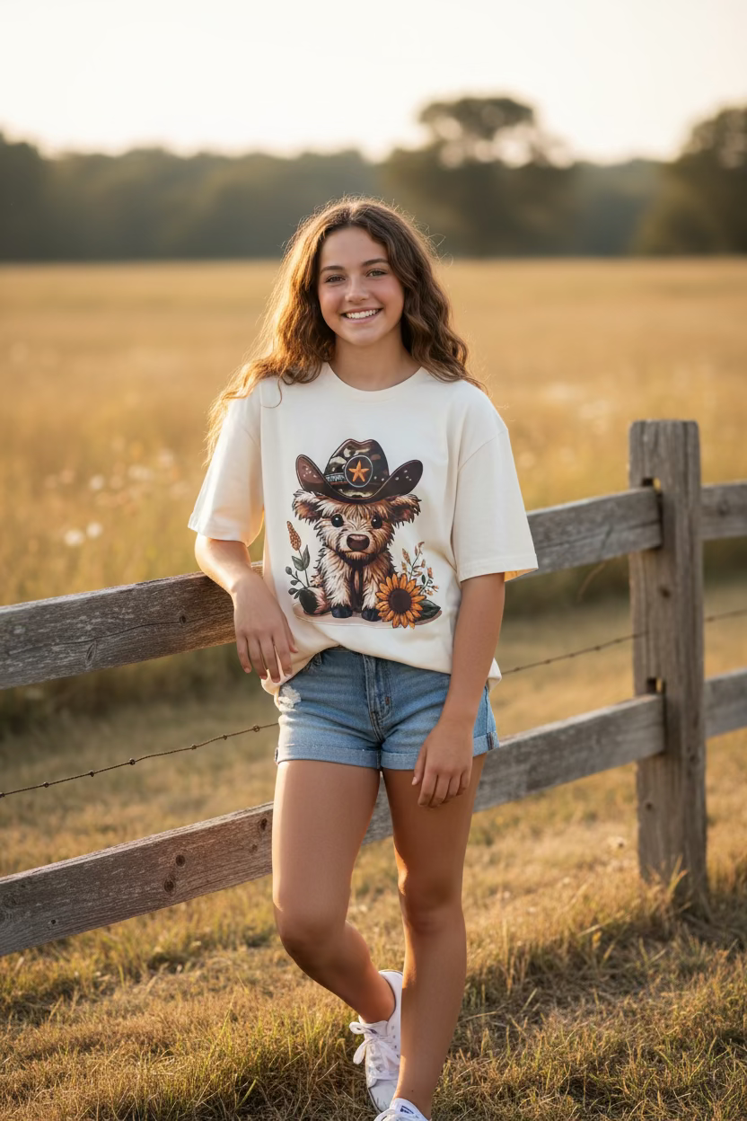 Sunflower Highland Cow