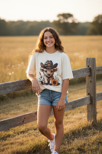 Sunflower Highland Cow