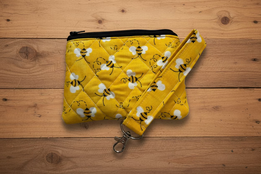 Bumble Bee Themed Pouch and Key Fob Set